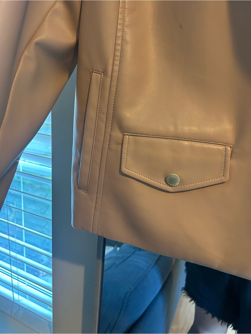Talbots Faux Leather Moto Jacket – Camel/Tan – Women’s Moto Style Zip Jacket - Picture 6 of 6